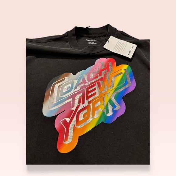 Coach Oversized Washed Black Rainbow Tee 22 ptp - Picture 3 of 8